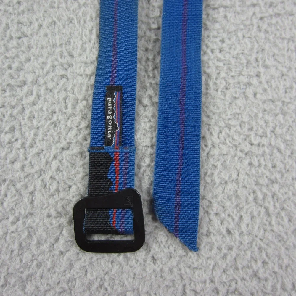 Patagonia Friction Belt Blue Fitz Roy Skyline Mountain Logo Webbing 1 Inch Wide
